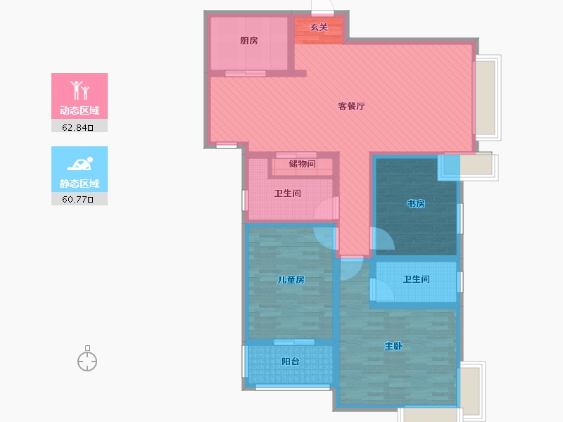 陕西省-西安市-陕西师范大学长安校区高层-107.63-户型库-动静分区