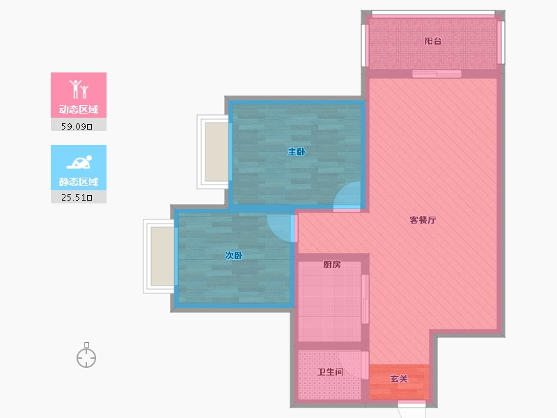 河南省-安阳市-皓月花园-2号楼-73.95-户型库-动静分区