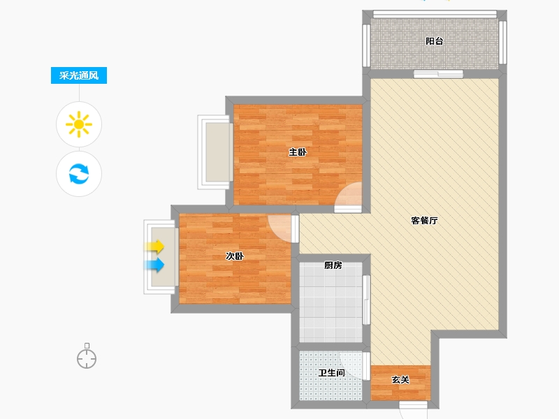 河南省-安阳市-皓月花园-2号楼-73.95-户型库-采光通风