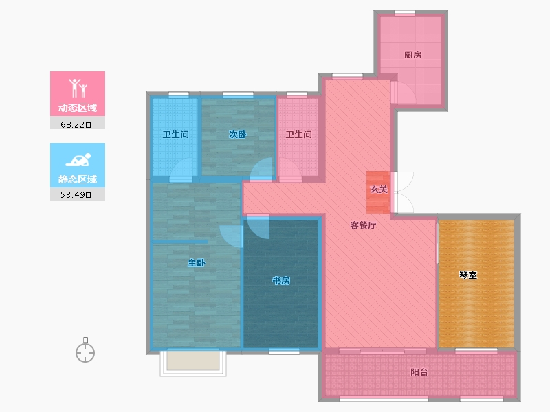 山东省-临沂市-金泰舒格兰-121.35-户型库-动静分区