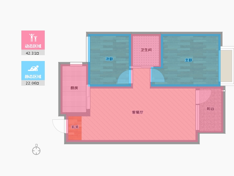 河北省-唐山市-锦绣花苑-55.52-户型库-动静分区