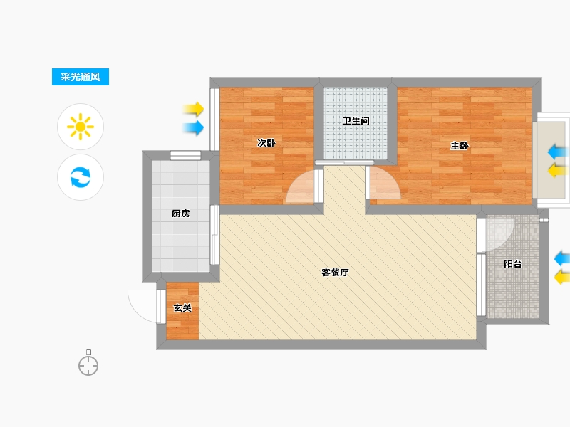 河北省-唐山市-锦绣花苑-55.52-户型库-采光通风