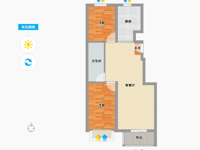 河北省-沧州市-南大港扣村东兴家园-62.01-户型库-采光通风