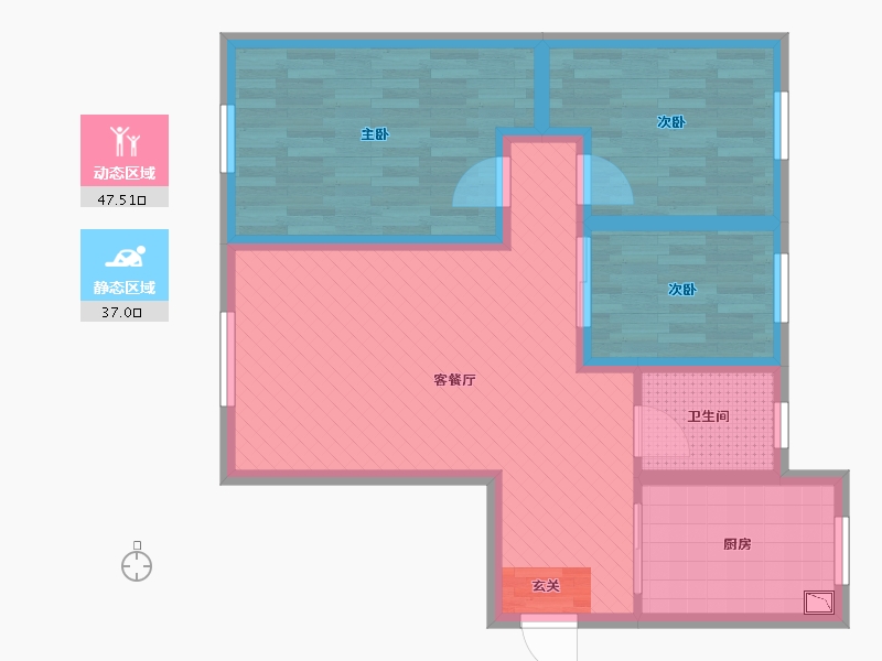 新疆维吾尔自治区-昌吉回族自治州-华源.阜华景源-74.00-户型库-动静分区