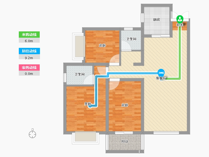 陕西省-安康市-现代城-85.69-户型库-动静线