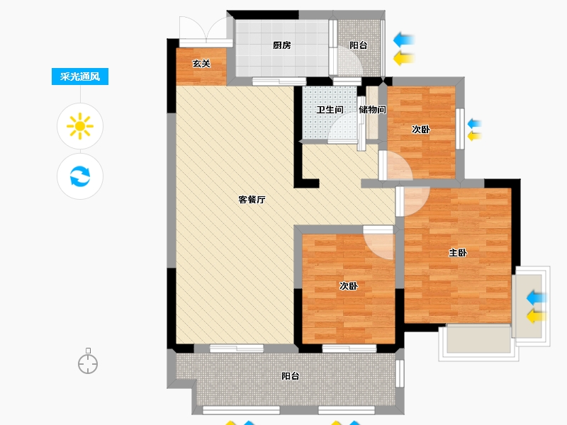 四川省-南充市-高庐御品江城-75.70-户型库-采光通风