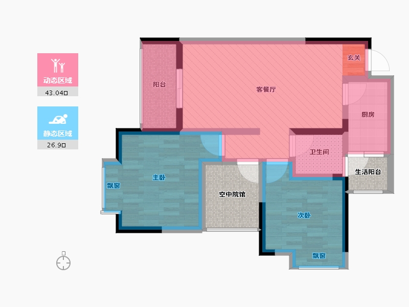 重庆-重庆市-重庆锦天水岸-67.81-户型库-动静分区