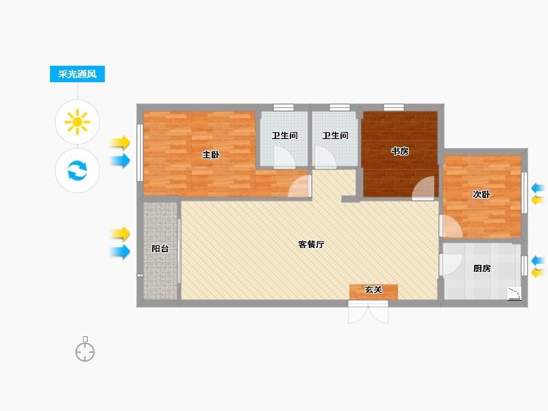 内蒙古自治区-包头市-万郡大都城-94.70-户型库-采光通风