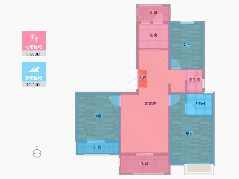 浙江省-杭州市-盛世华庭-96.00-户型库-动静分区