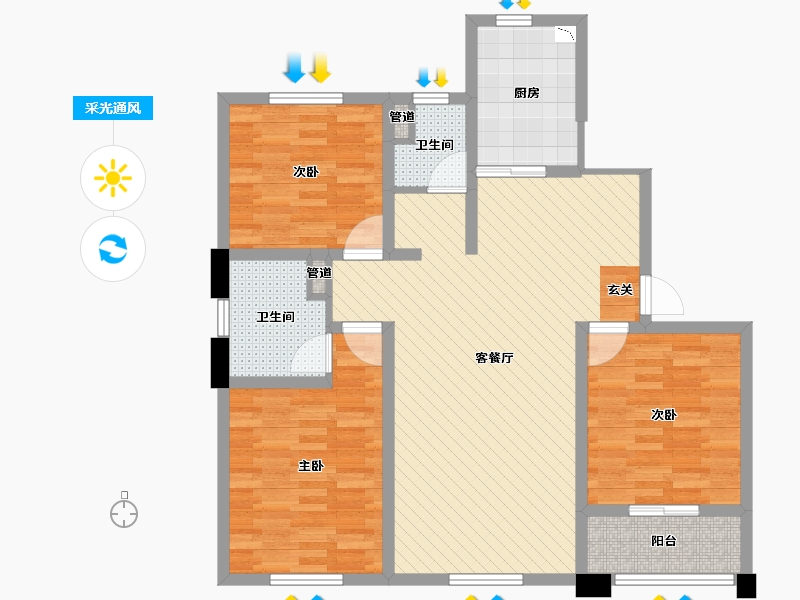 山东省-济宁市-春都华府-96.69-户型库-采光通风