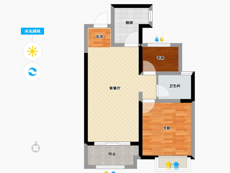 江苏省-淮安市-文华名邸-57.89-户型库-采光通风