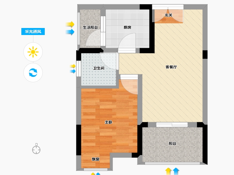 重庆-重庆市-龙桥花苑-40.58-户型库-采光通风