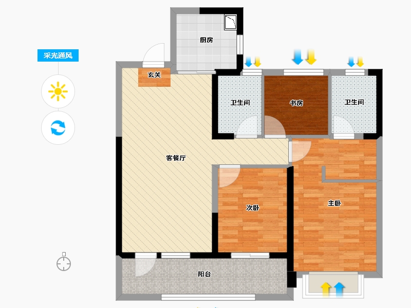 江苏省-无锡市-中锐星公元-87.87-户型库-采光通风