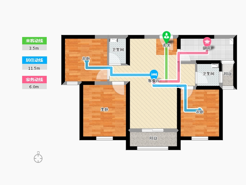 陕西省-西安市-鼎诚馥桂园-69.47-户型库-动静线