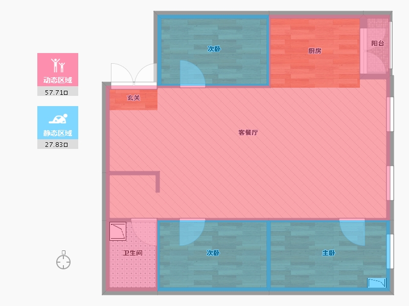 北京-北京市-三元桥南小街-77.90-户型库-动静分区