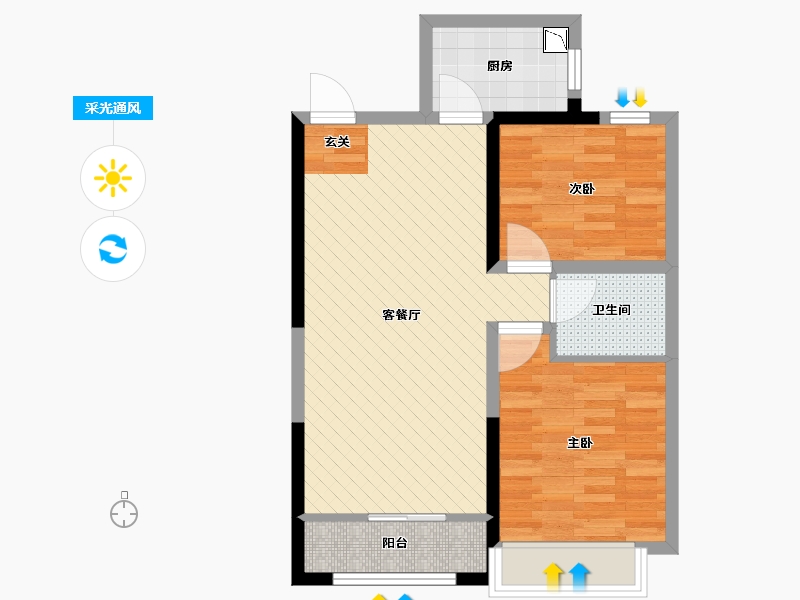 内蒙古自治区-赤峰市-维多利摩尔城-60.53-户型库-采光通风