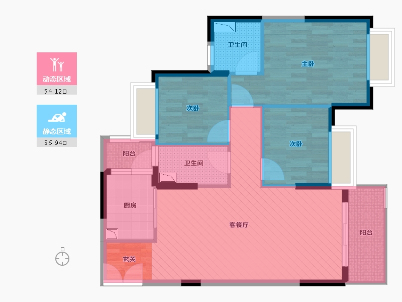 广东省-清远市-汇丰花园-80.65-户型库-动静分区