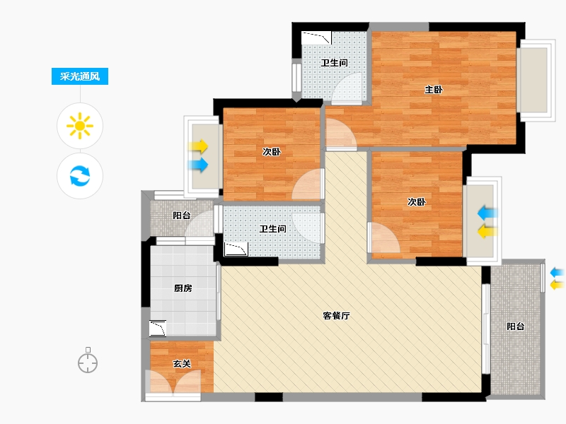 广东省-清远市-汇丰花园-80.65-户型库-采光通风