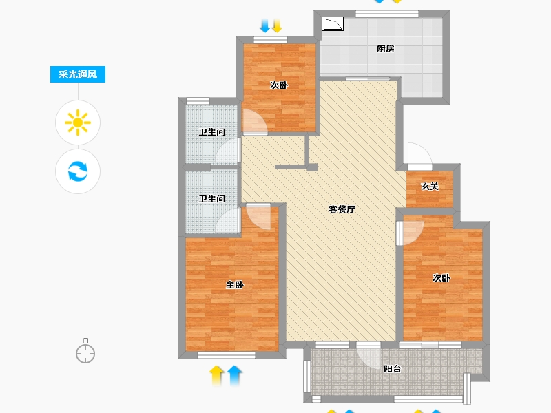 山东省-泰安市-新泰绿城玉兰花园-100.00-户型库-采光通风