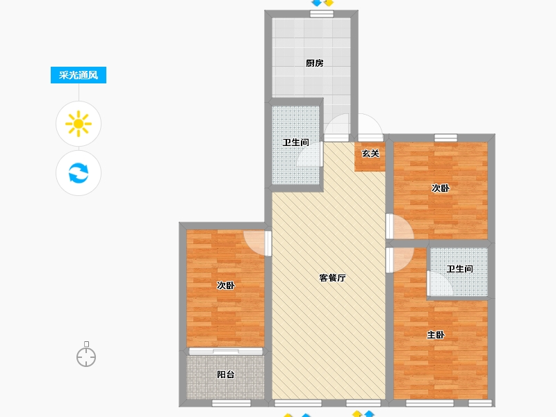 河北省-石家庄市-昌盛新天地-85.04-户型库-采光通风