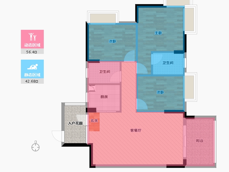 广东省-佛山市-尚观嘉园-93.75-户型库-动静分区