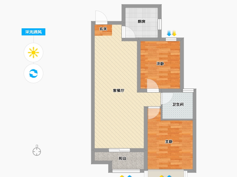 河北省-沧州市-信友・城市之光-64.59-户型库-采光通风