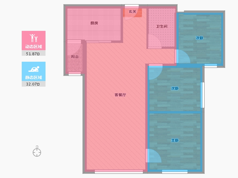 甘肃省-平凉市-泾川花样年美年文化城-74.05-户型库-动静分区