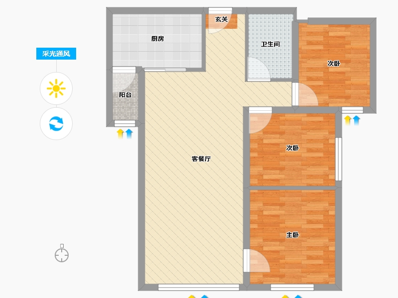 甘肃省-平凉市-泾川花样年美年文化城-74.05-户型库-采光通风