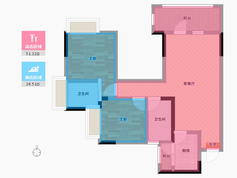 四川省-成都市-景茂雍水岸郦府-65.78-户型库-动静分区