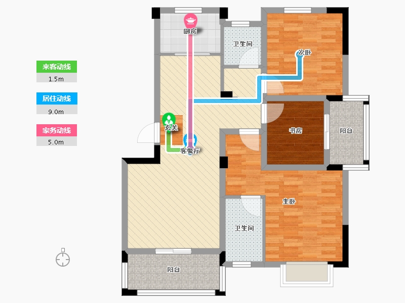 浙江省-衢州市-西城花园-88.57-户型库-动静线