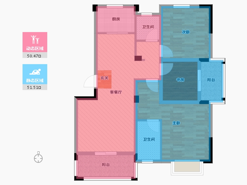 浙江省-衢州市-西城花园-88.57-户型库-动静分区