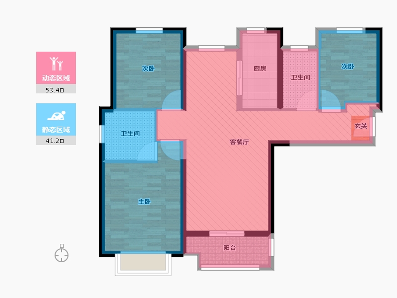 河南省-郑州市-经开万锦城-82.76-户型库-动静分区