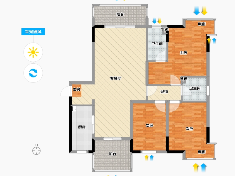 江西省-赣州市-春江花园42栋-114.86-户型库-采光通风