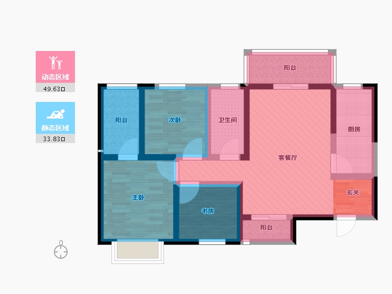 陕西省-西安市-风憬天下-70.34-户型库-动静分区