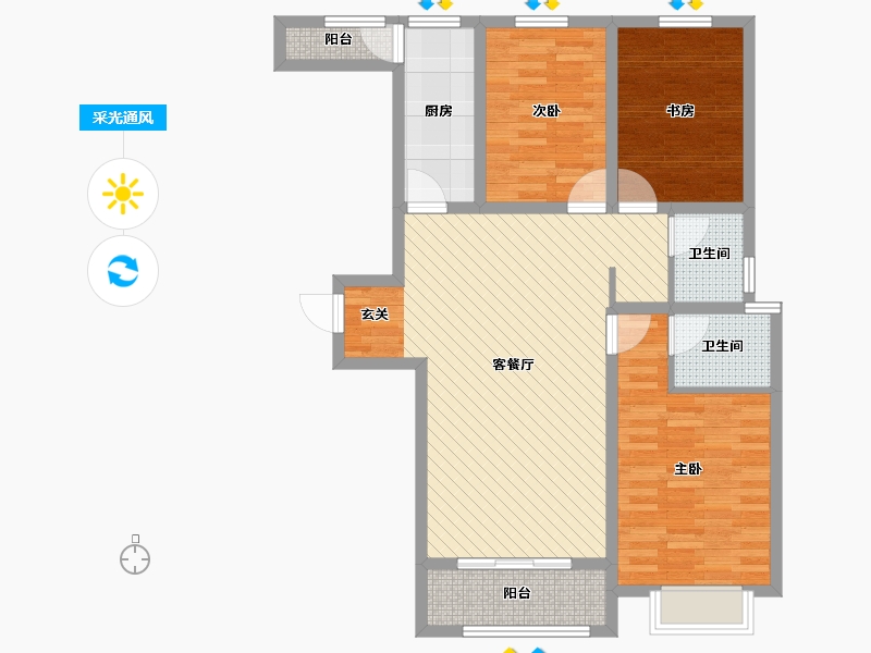 陕西省-西安市-天慧城-2期-92.23-户型库-采光通风