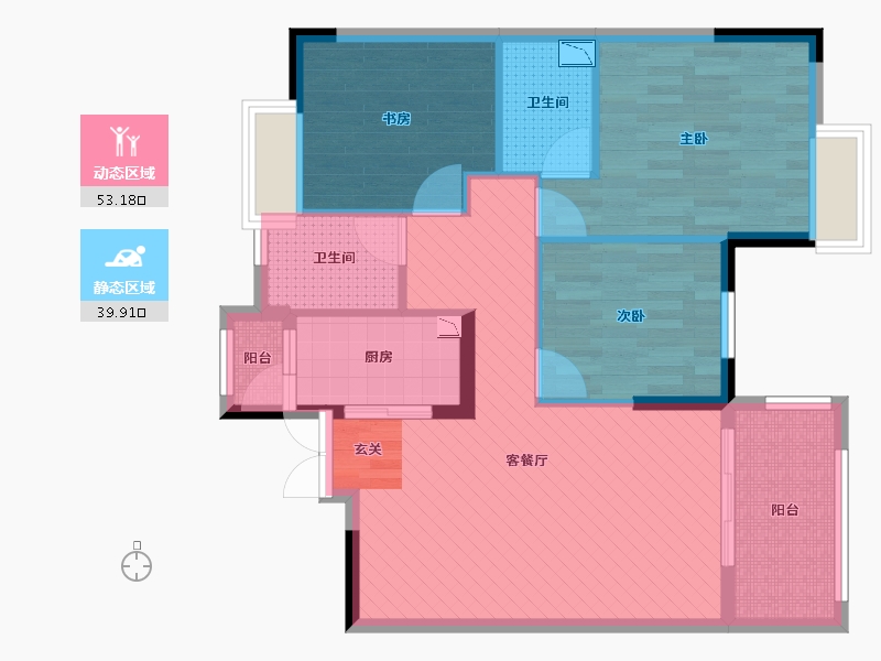 湖南省-益阳市-会龙山溪谷-82.13-户型库-动静分区