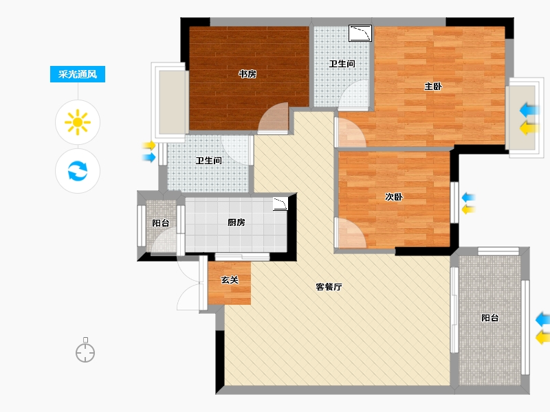 湖南省-益阳市-会龙山溪谷-82.13-户型库-采光通风