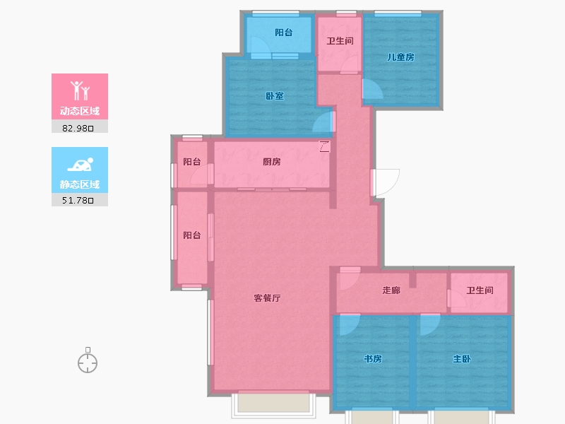 河北省-廊坊市-万科・翡翠华章-120.24-户型库-动静分区