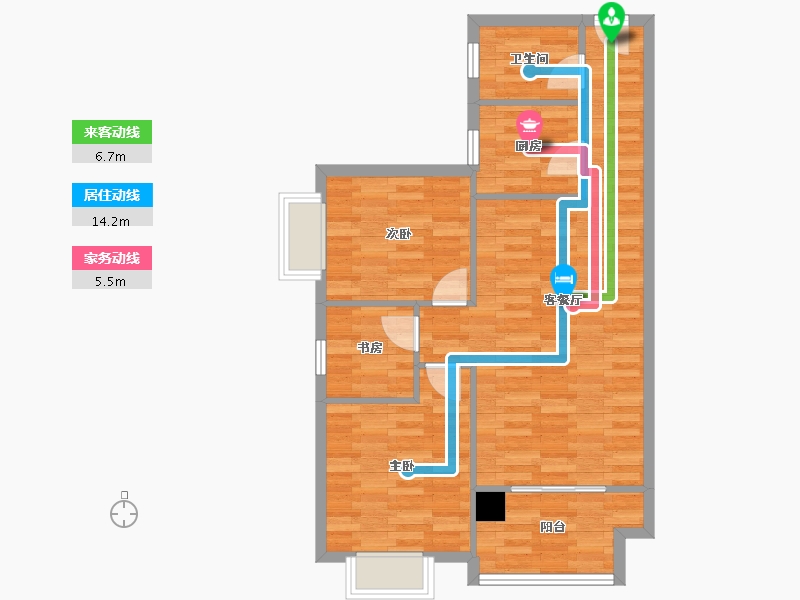 陕西省-西安市-曲江澜山-71.24-户型库-动静线