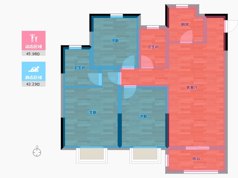 安徽省-芜湖市-中梁江城1621-77.18-户型库-动静分区