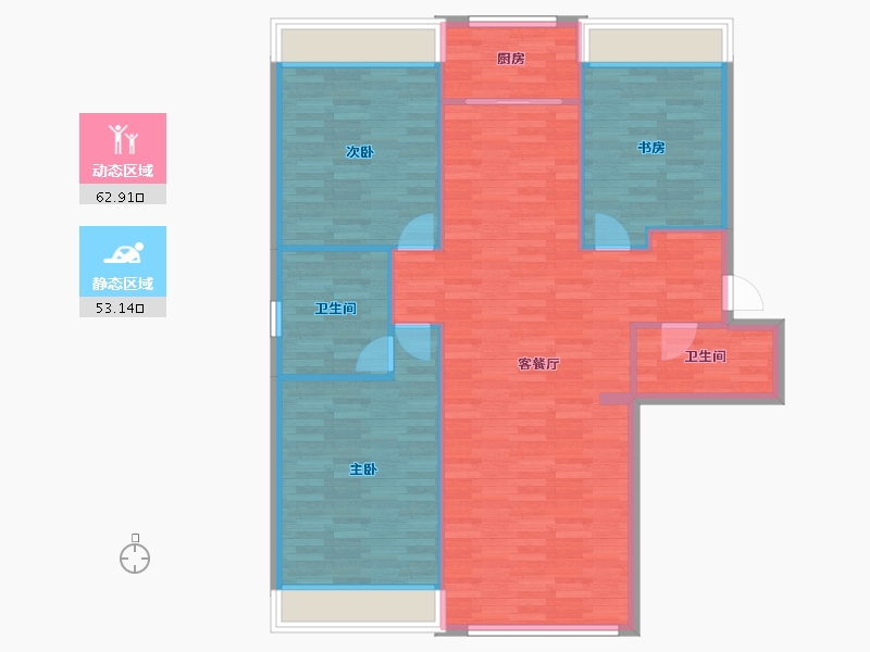 内蒙古自治区-乌兰察布市-锦绣华城-107.01-户型库-动静分区