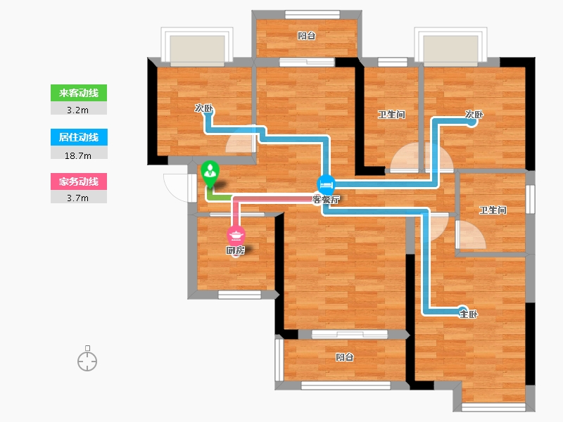 湖南省-长沙市-鸿邦国际城-75.21-户型库-动静线