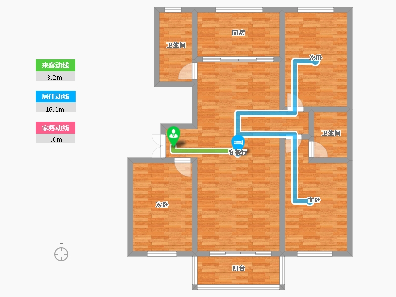 陕西省-延安市-向阳雅居-107.53-户型库-动静线