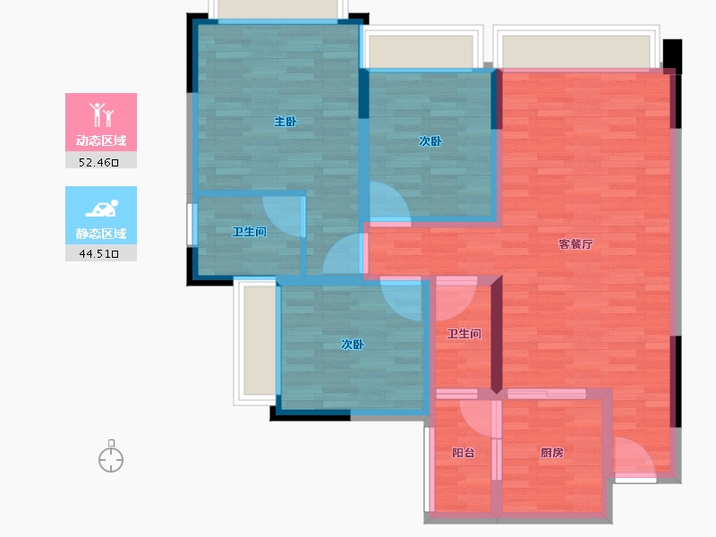 重庆-重庆市-鸥鹏·壹号公馆-86.01-户型库-动静分区