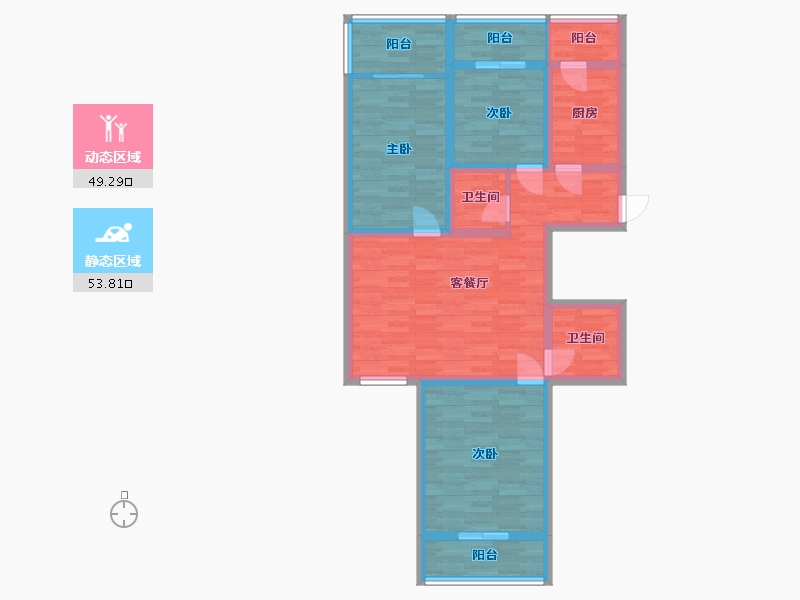 北京-北京市-广义街10号院-90.68-户型库-动静分区