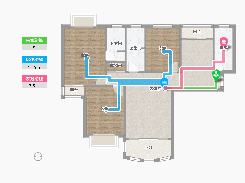 上海-上海市-锦灏佳园-87.16-户型库-动静线