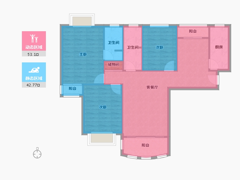 上海-上海市-锦灏佳园-87.16-户型库-动静分区