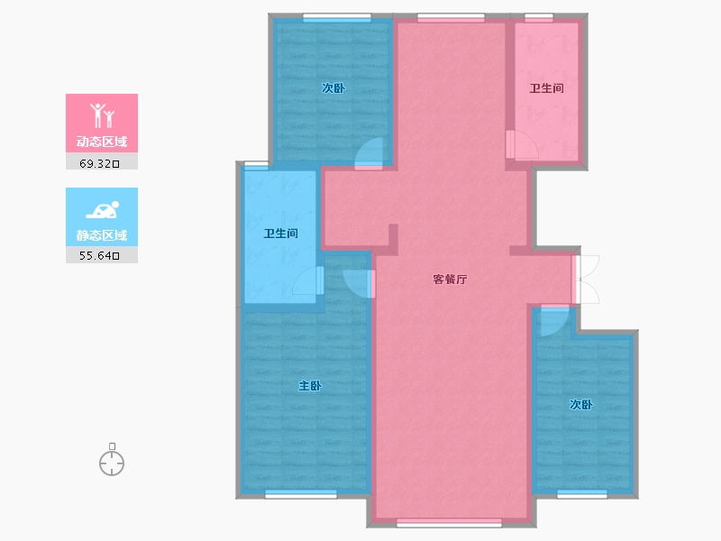 内蒙古自治区-赤峰市-克旗北广场-112.14-户型库-动静分区