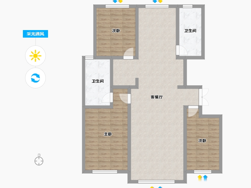 内蒙古自治区-赤峰市-克旗北广场-112.14-户型库-采光通风