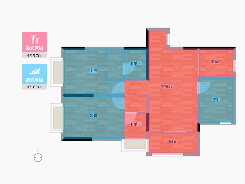 江苏省-南京市-创维乐活城-81.50-户型库-动静分区